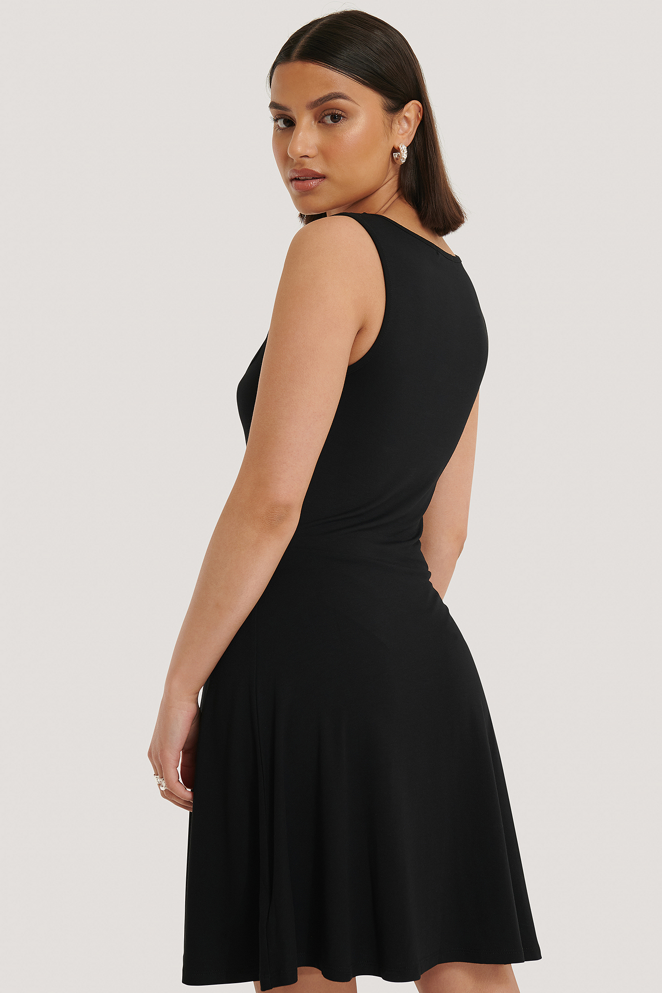 Square Neck Sleeveless Mini Dress Black | na-kdlounge.com