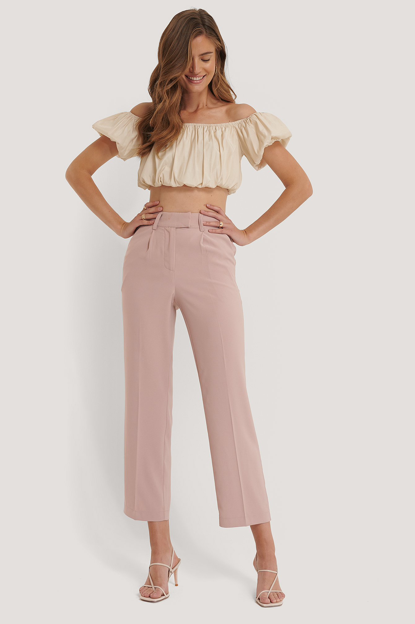 Dusty Pink Straight Pleated Pants