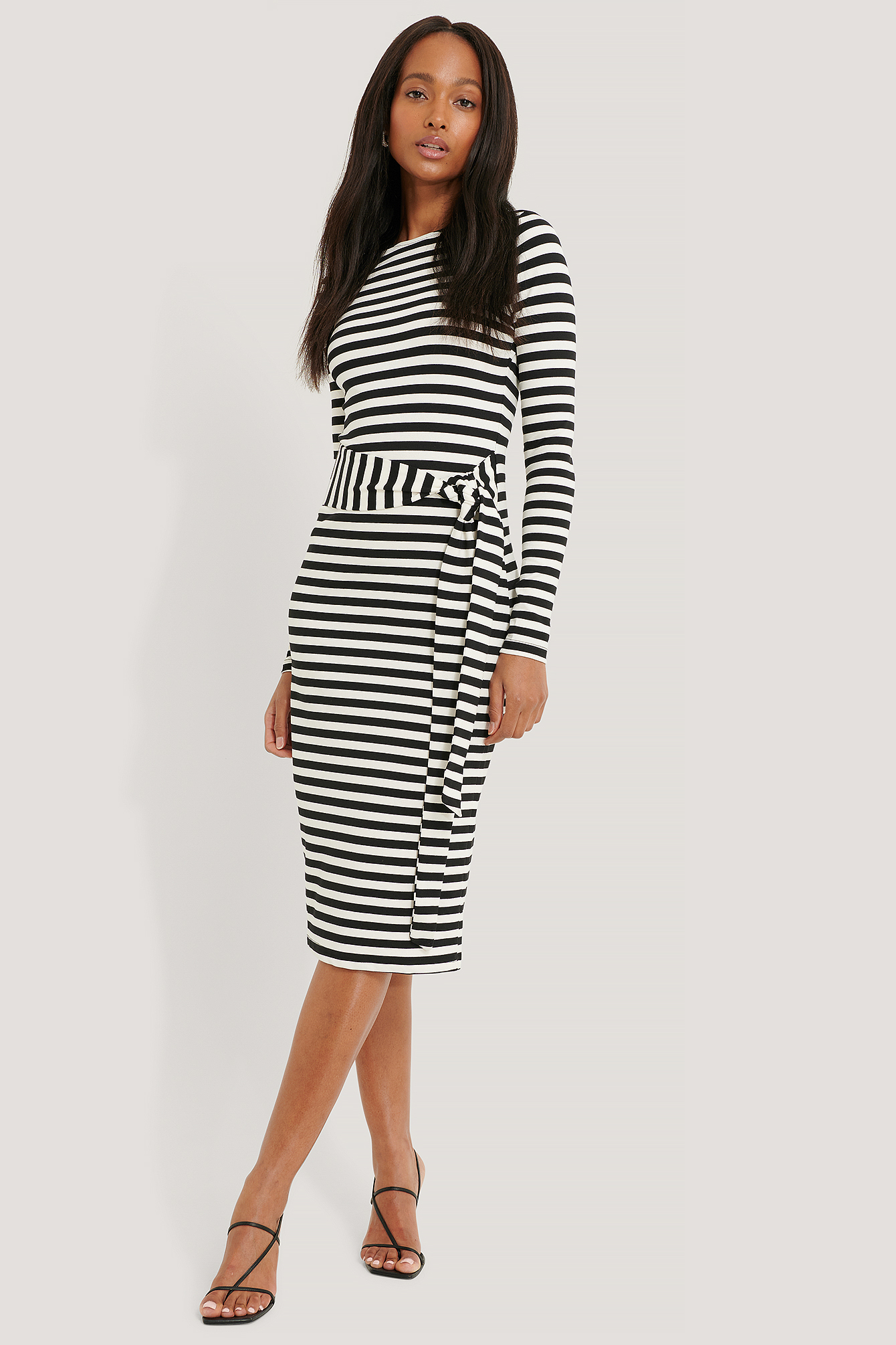 black and white striped jersey dress