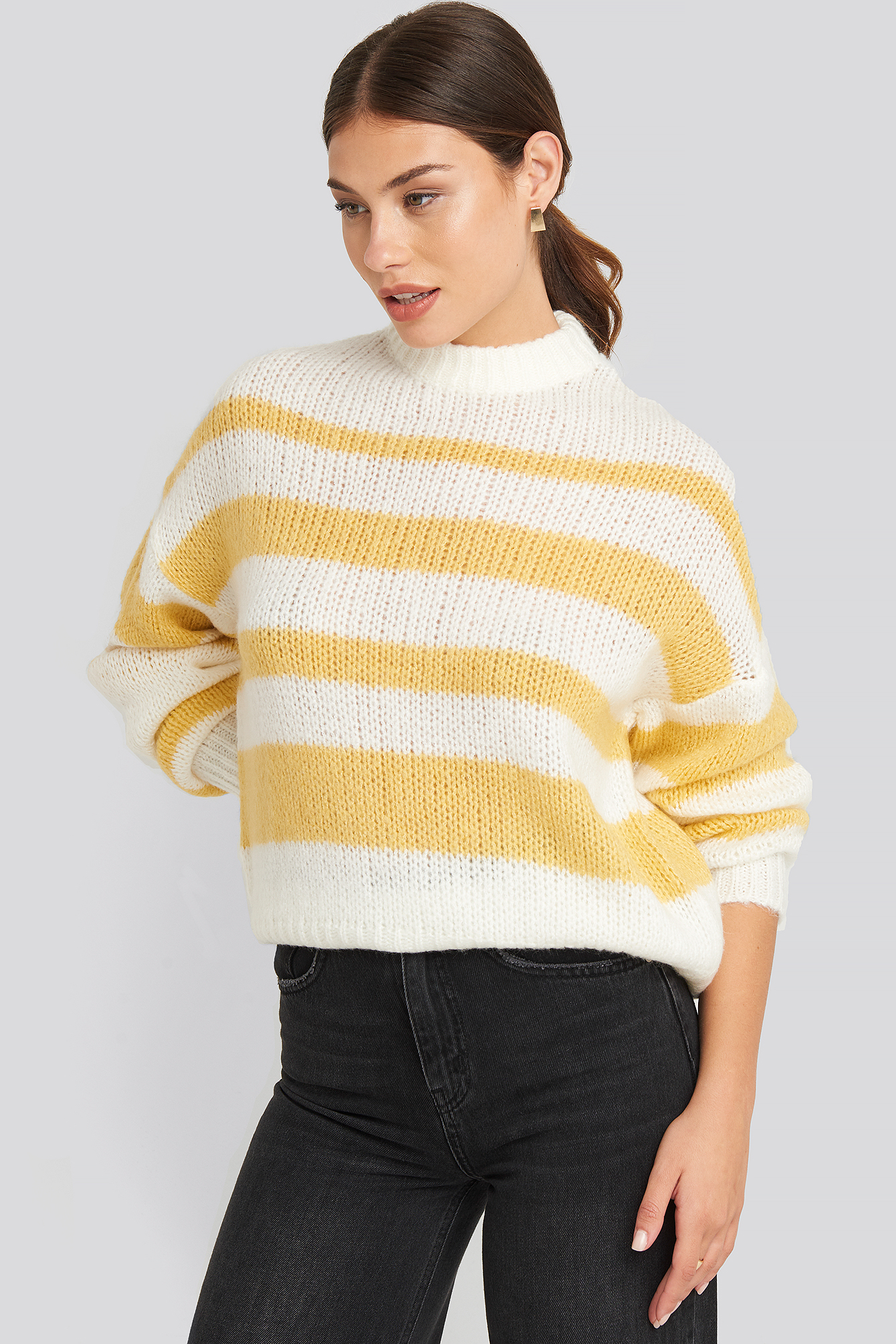 yellow and white sweater