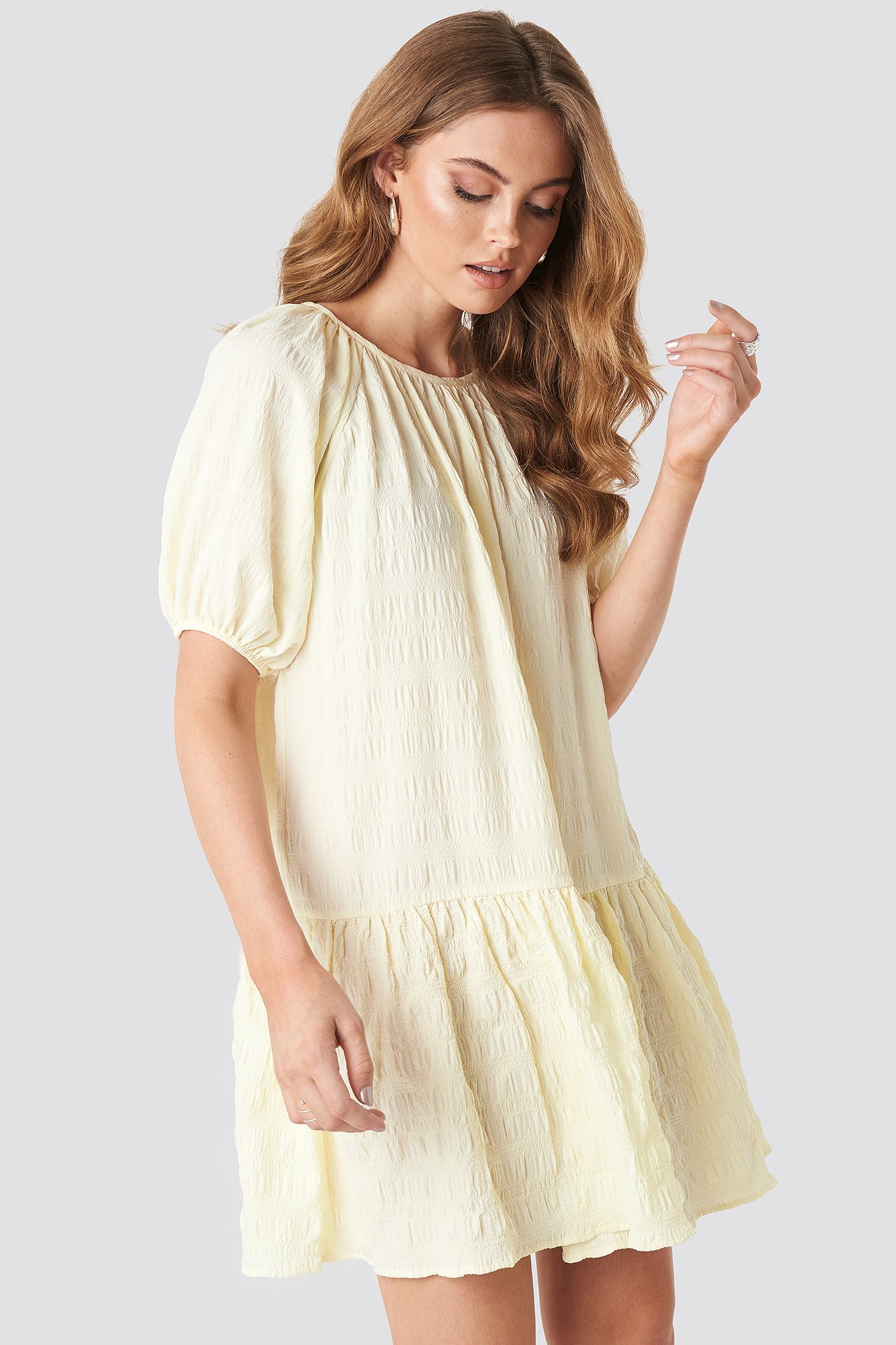 Cream Structured Tiered Mini Dress