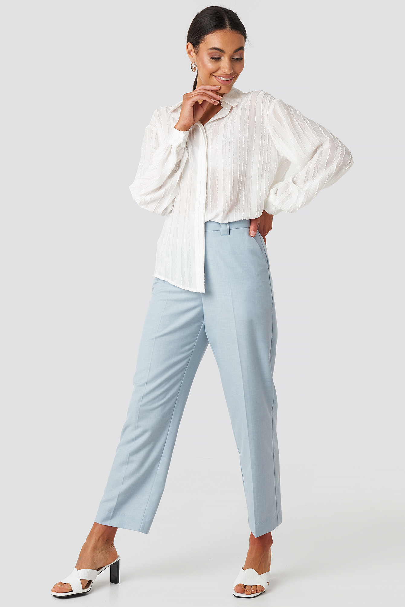 Tailored Mid Rise Suit Pants Blue | na 