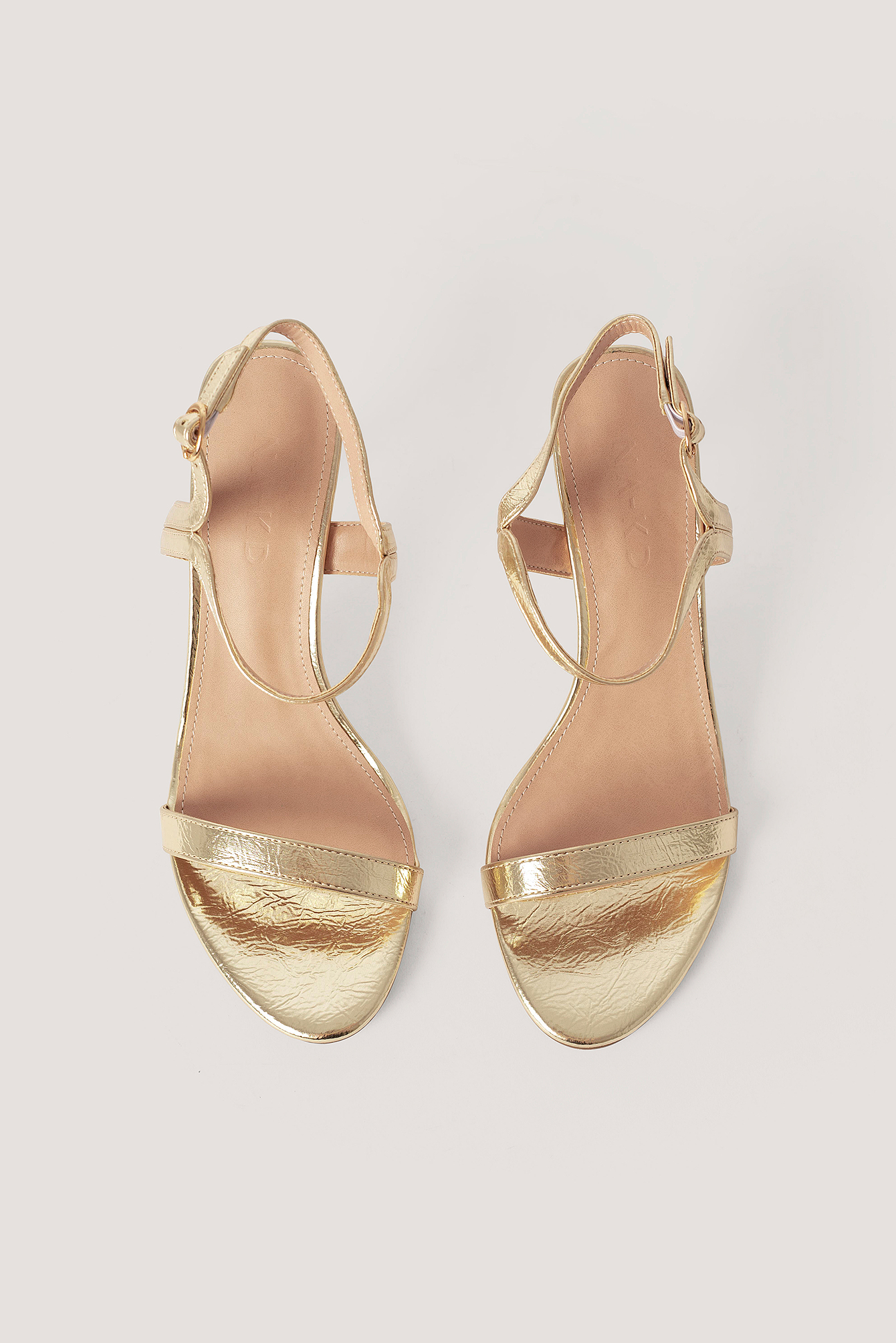 gold two strap heels