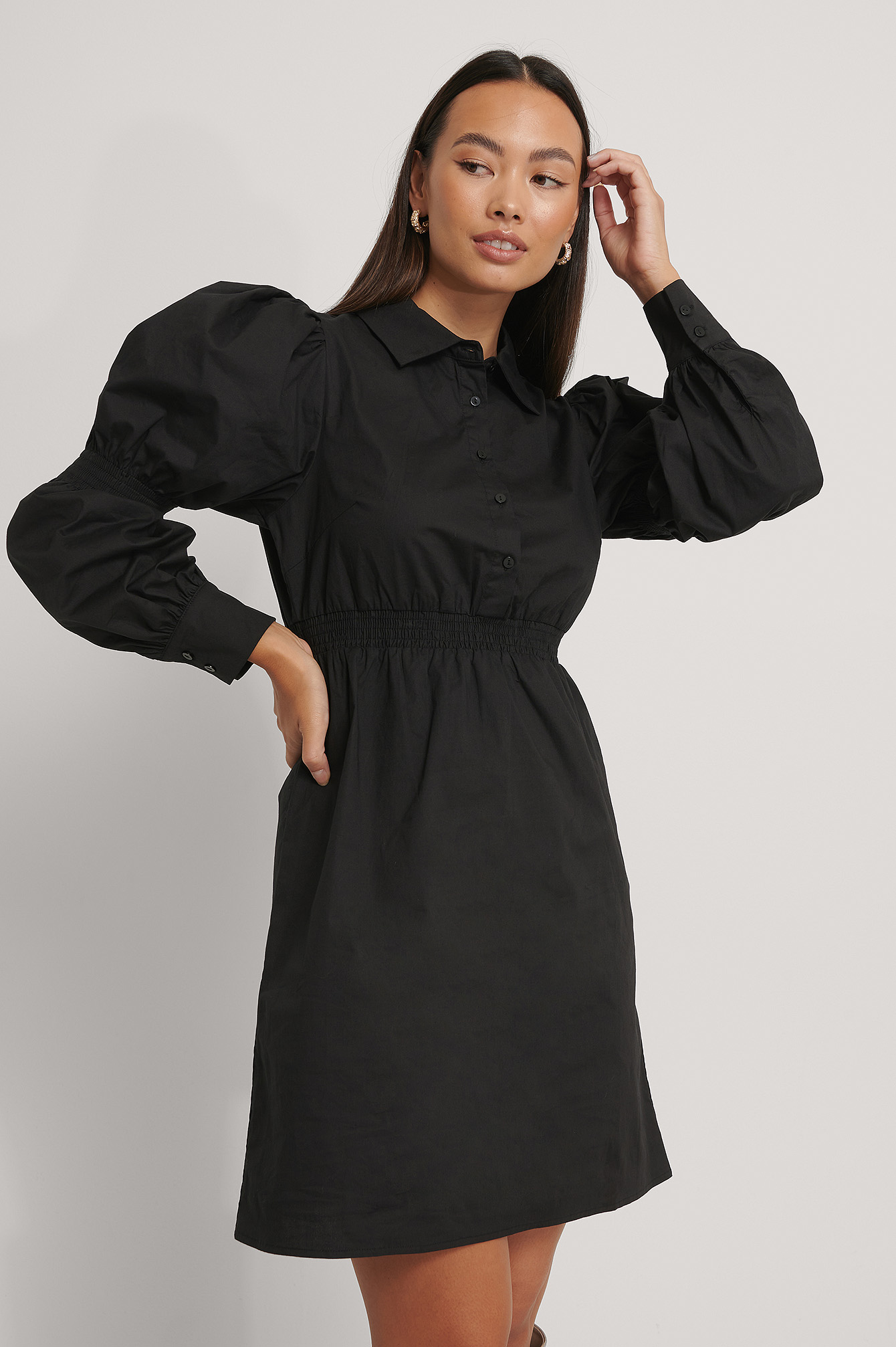 Black Waist Detail Shirt Dress