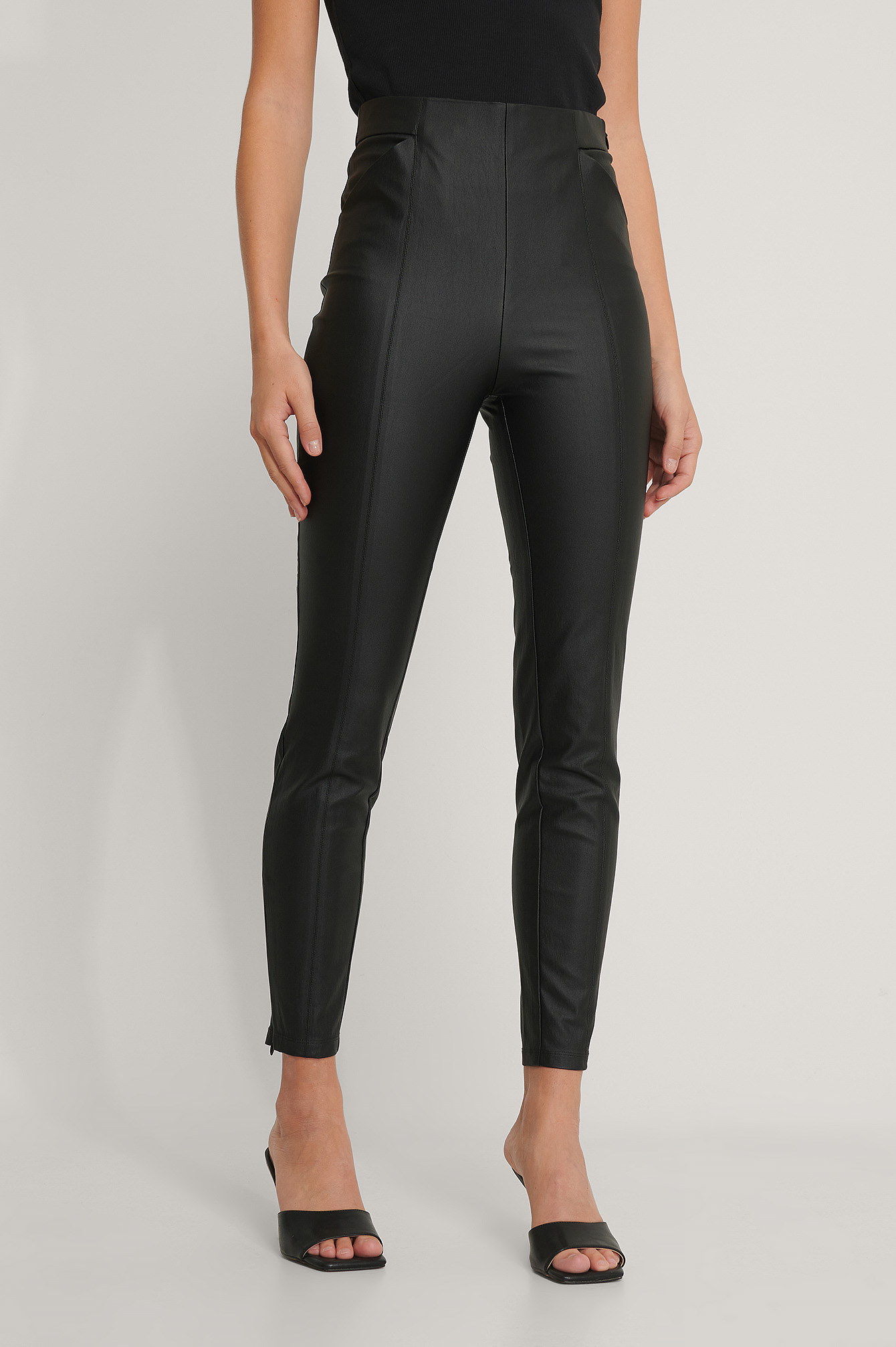 Waxed Slim Leggings Black