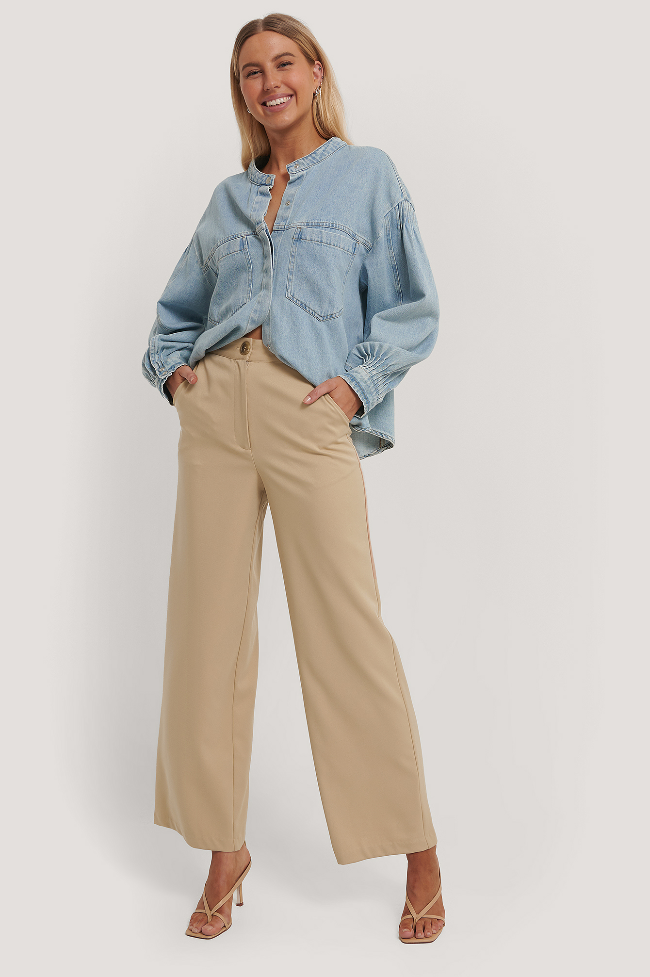 wide leg ankle trousers
