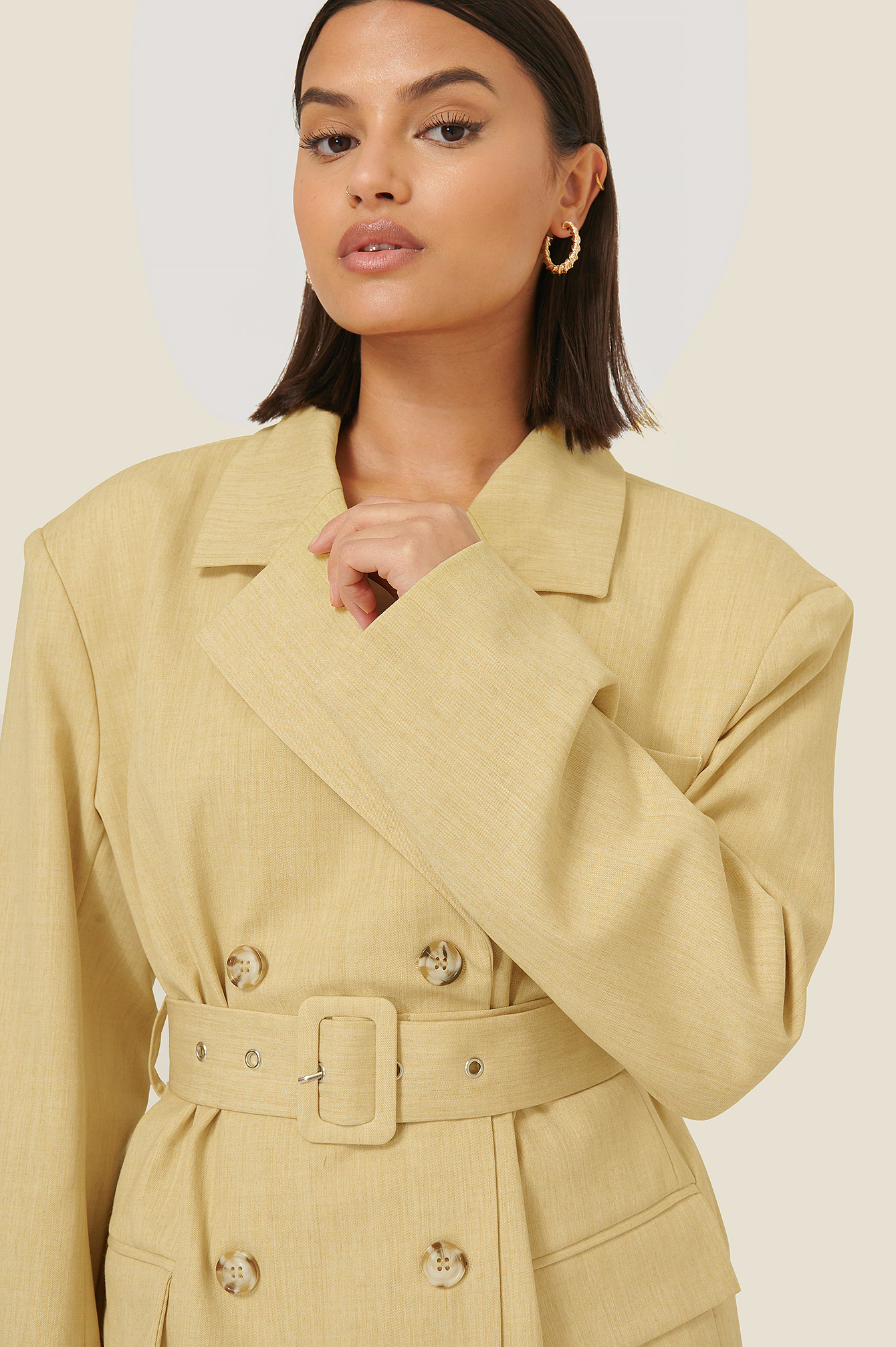 yellow belted blazer