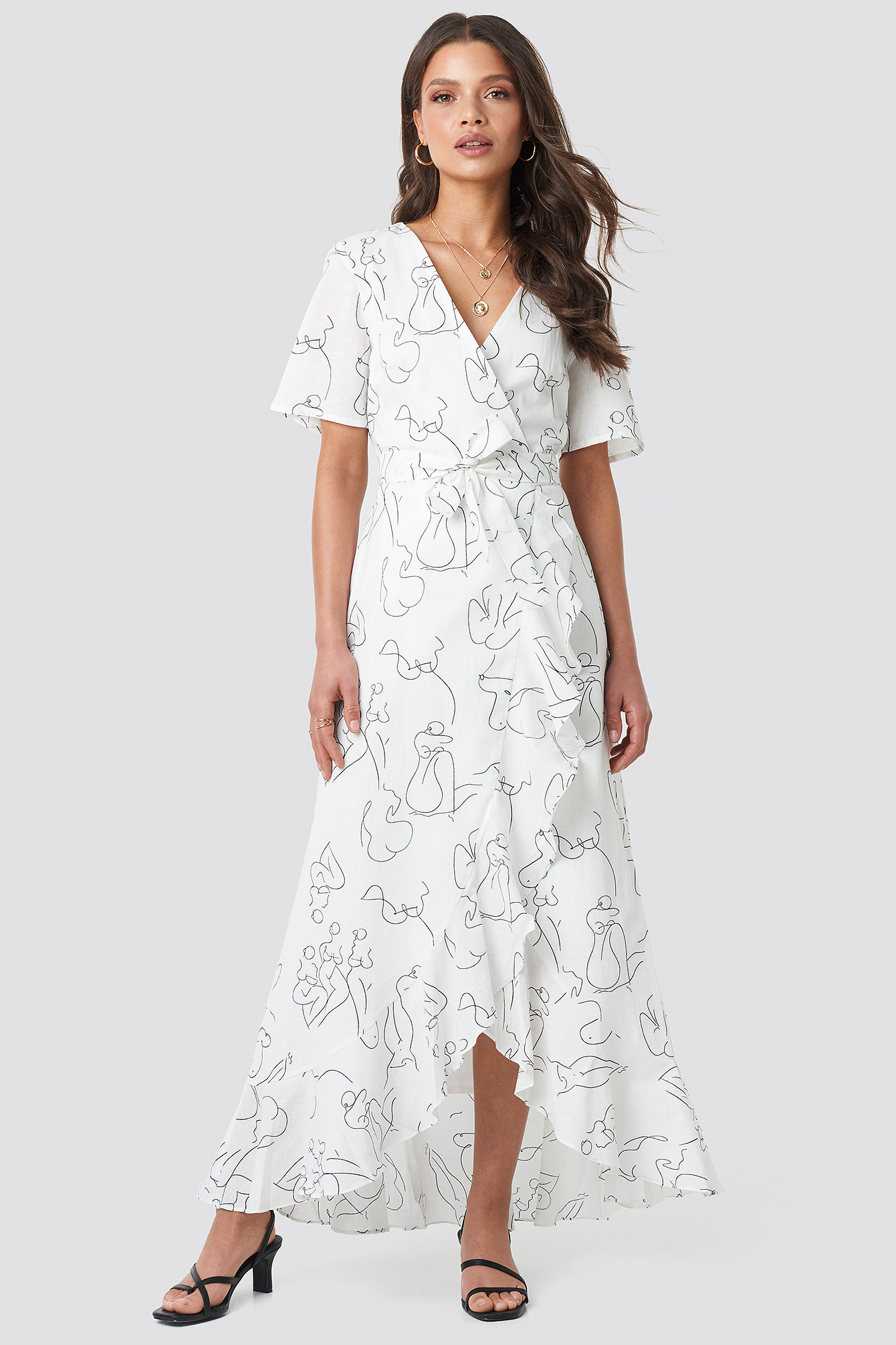 Off White Wrap Midi Dress