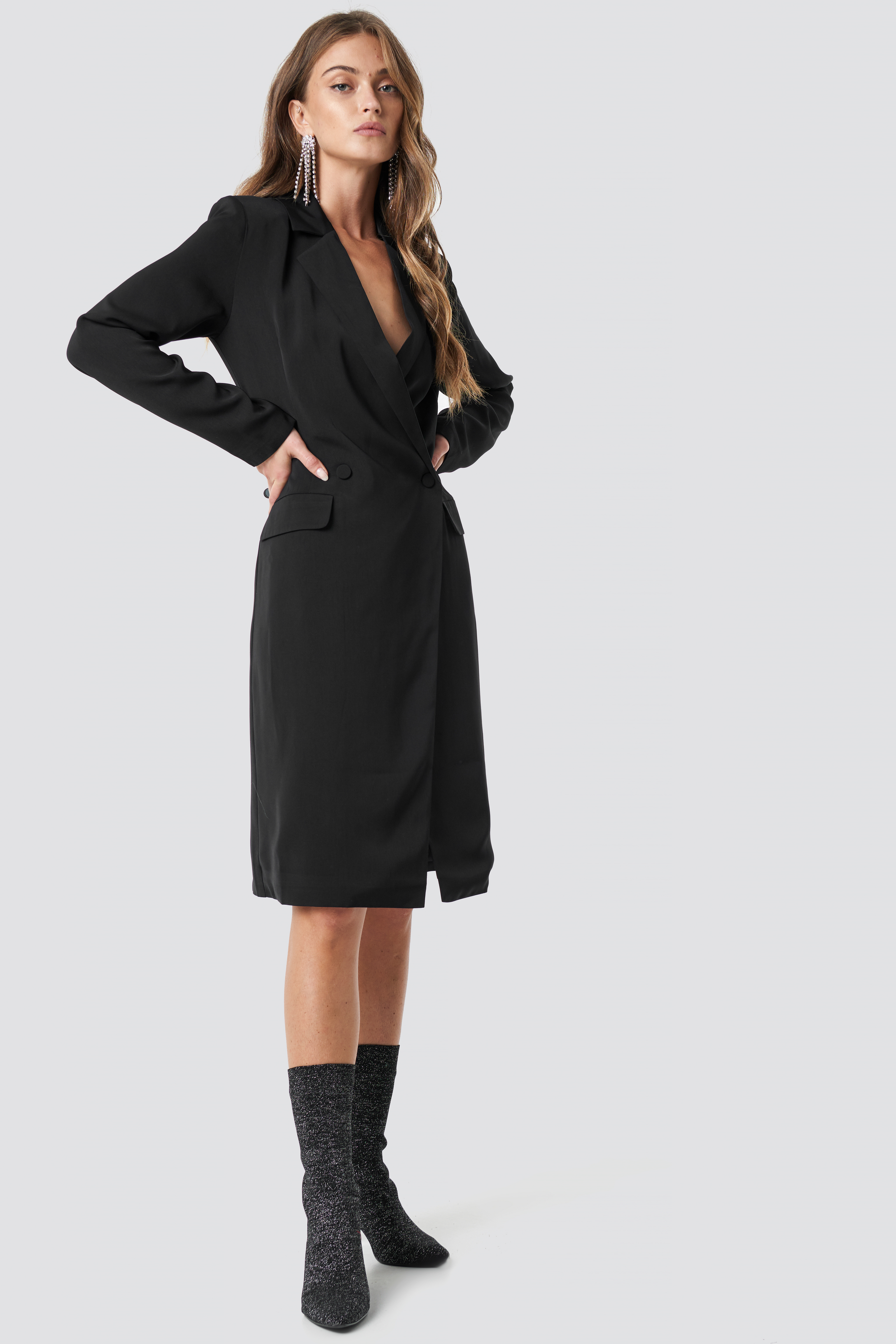 black midi blazer dress