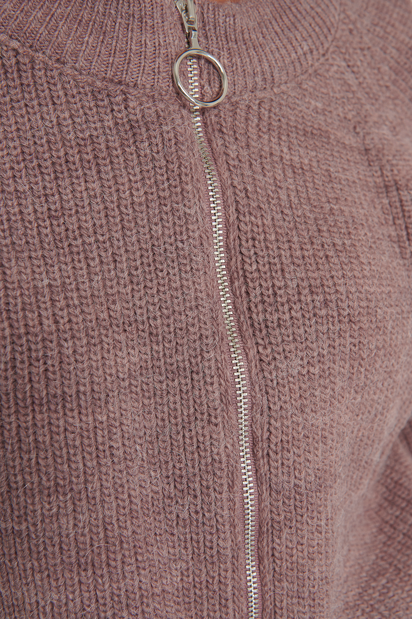 zipper front knitted sweater
