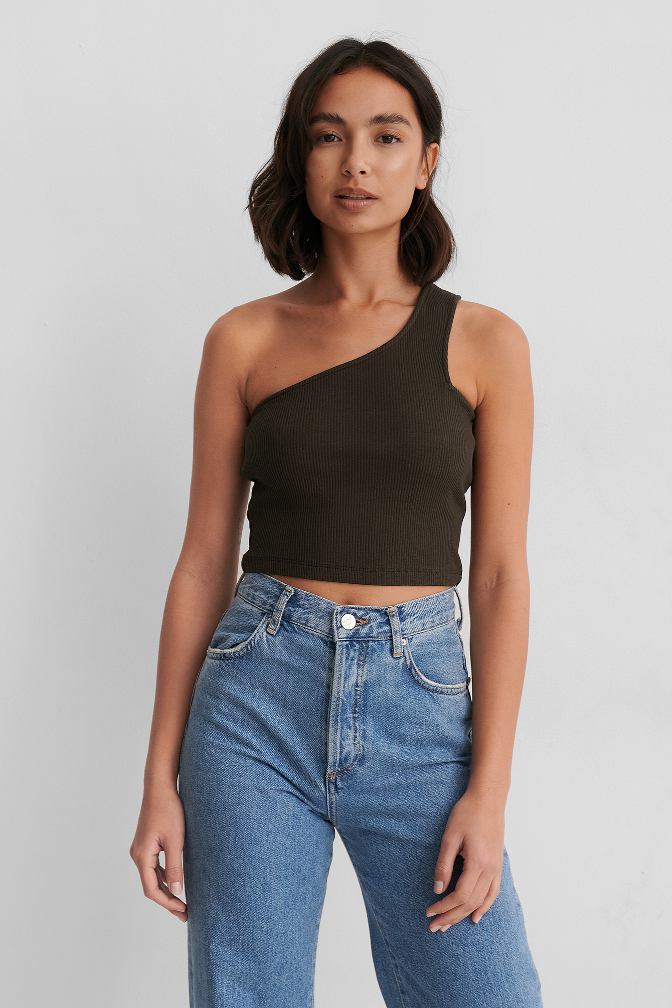 ribbed one shoulder top