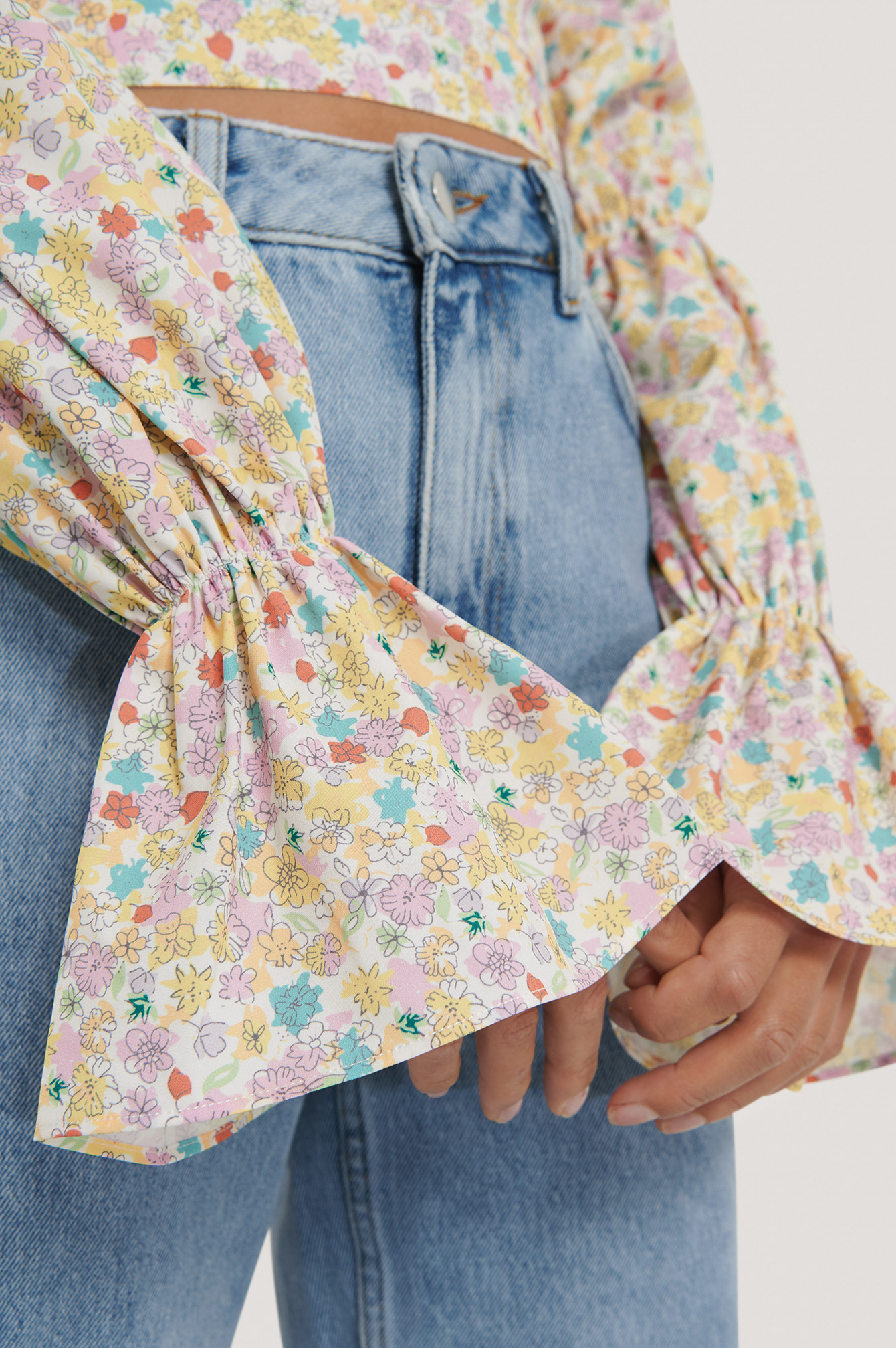 Open Back Long Sleeve Top Multicolor