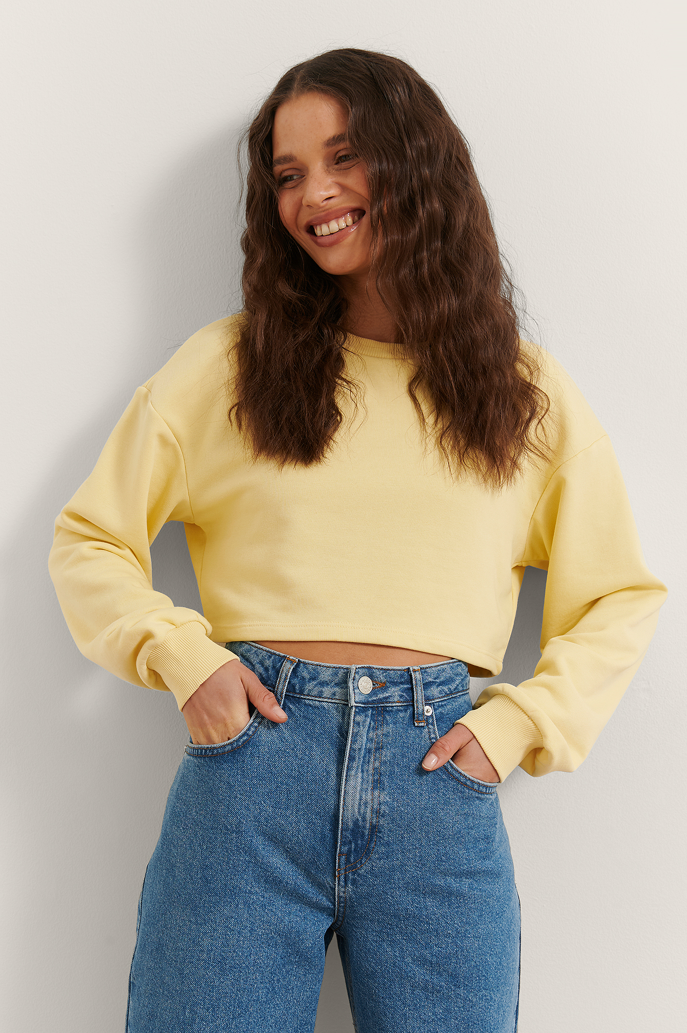 yellow cropped sweater
