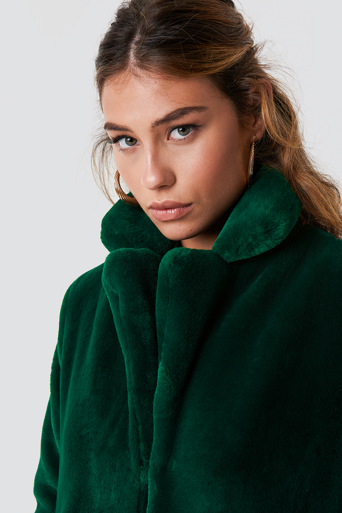faux fur coat emerald green