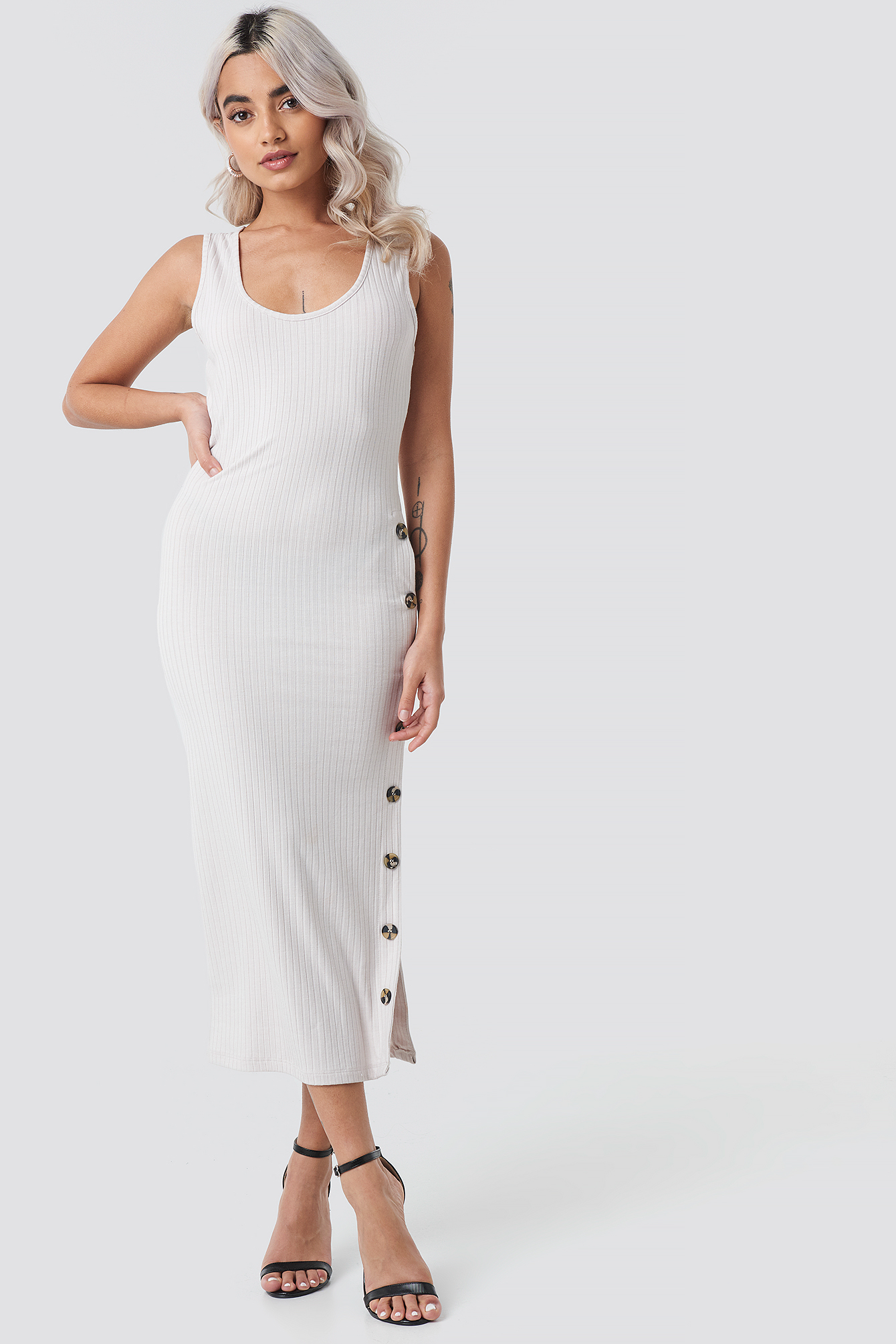 ribbed button dress