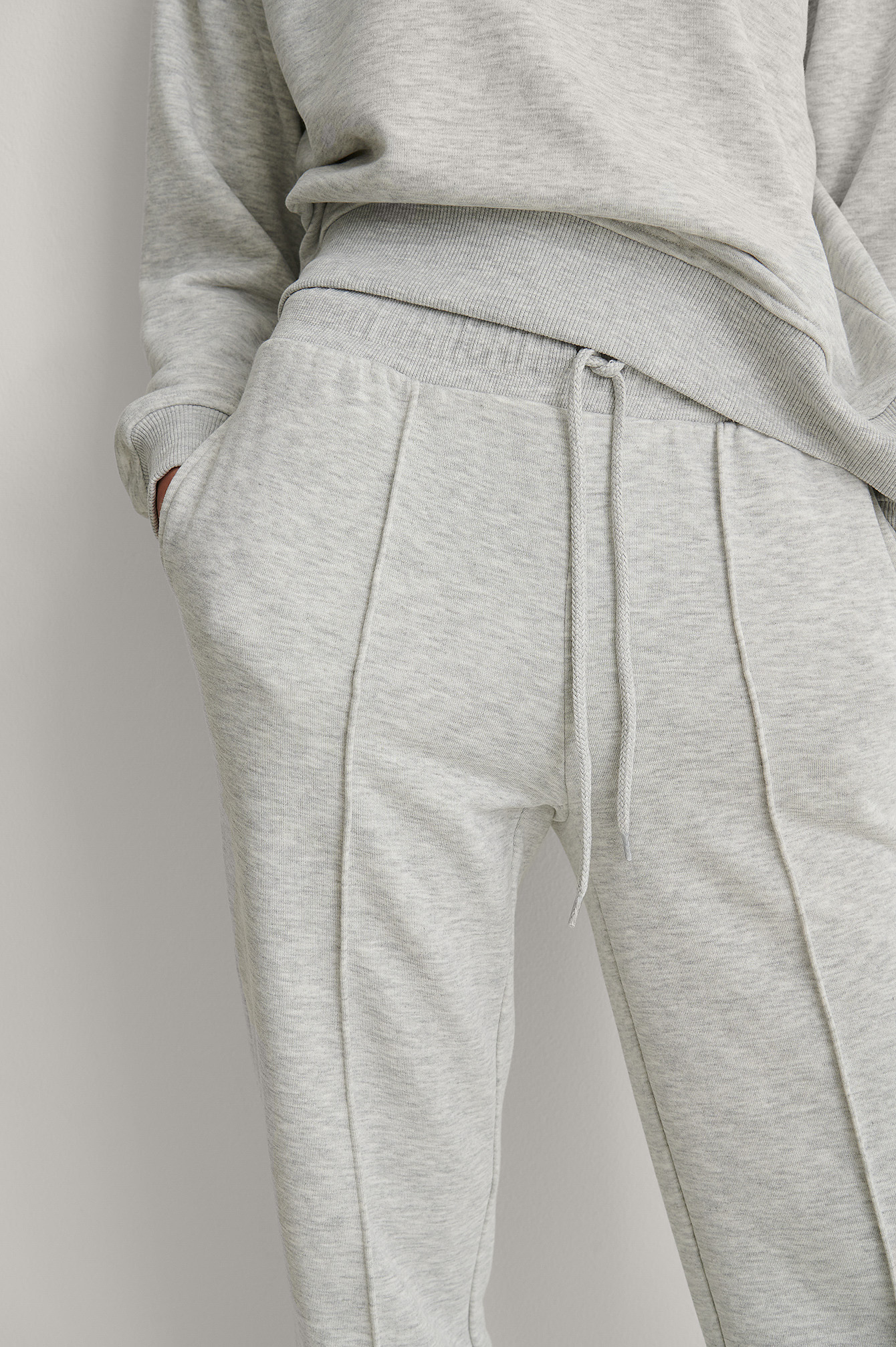 Grey Melange Organic Seam Detail Sweatpants