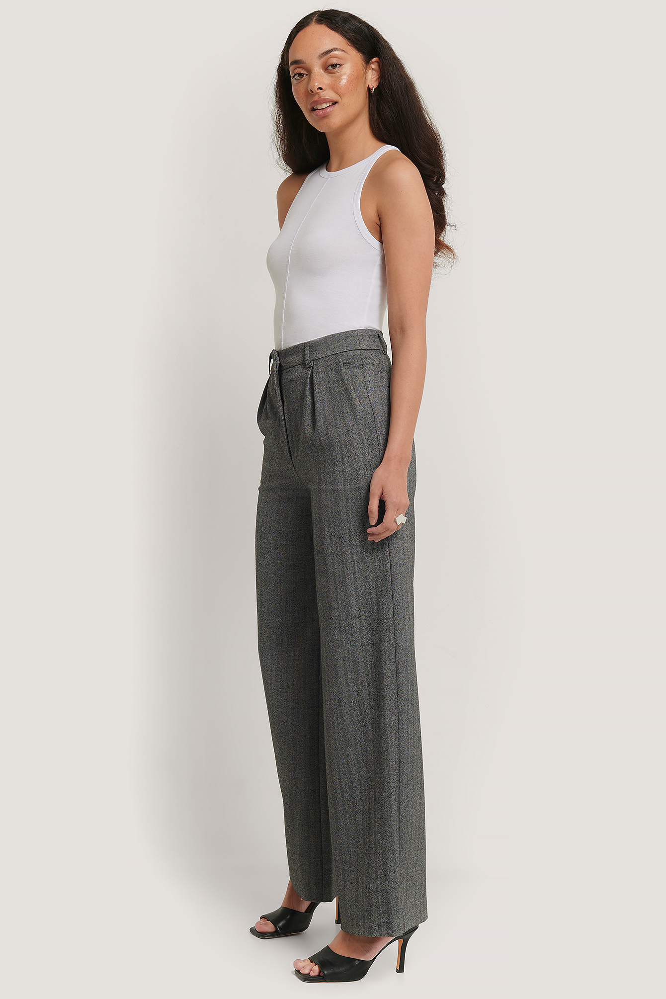 Wide Wool Blend Pants Grey | na-kdlounge.com