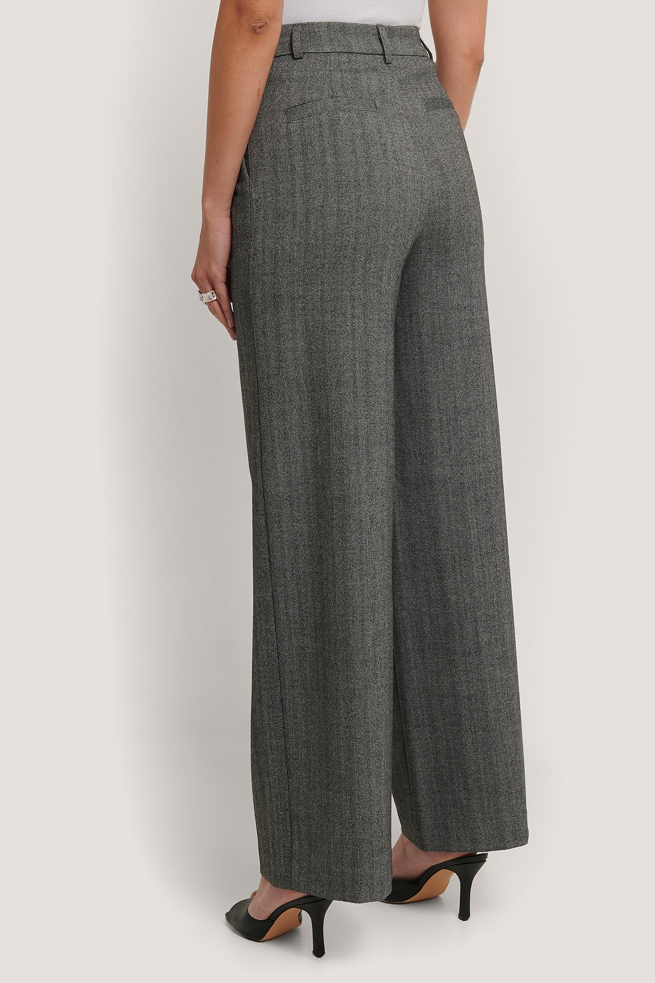 Wide Wool Blend Pants Grey