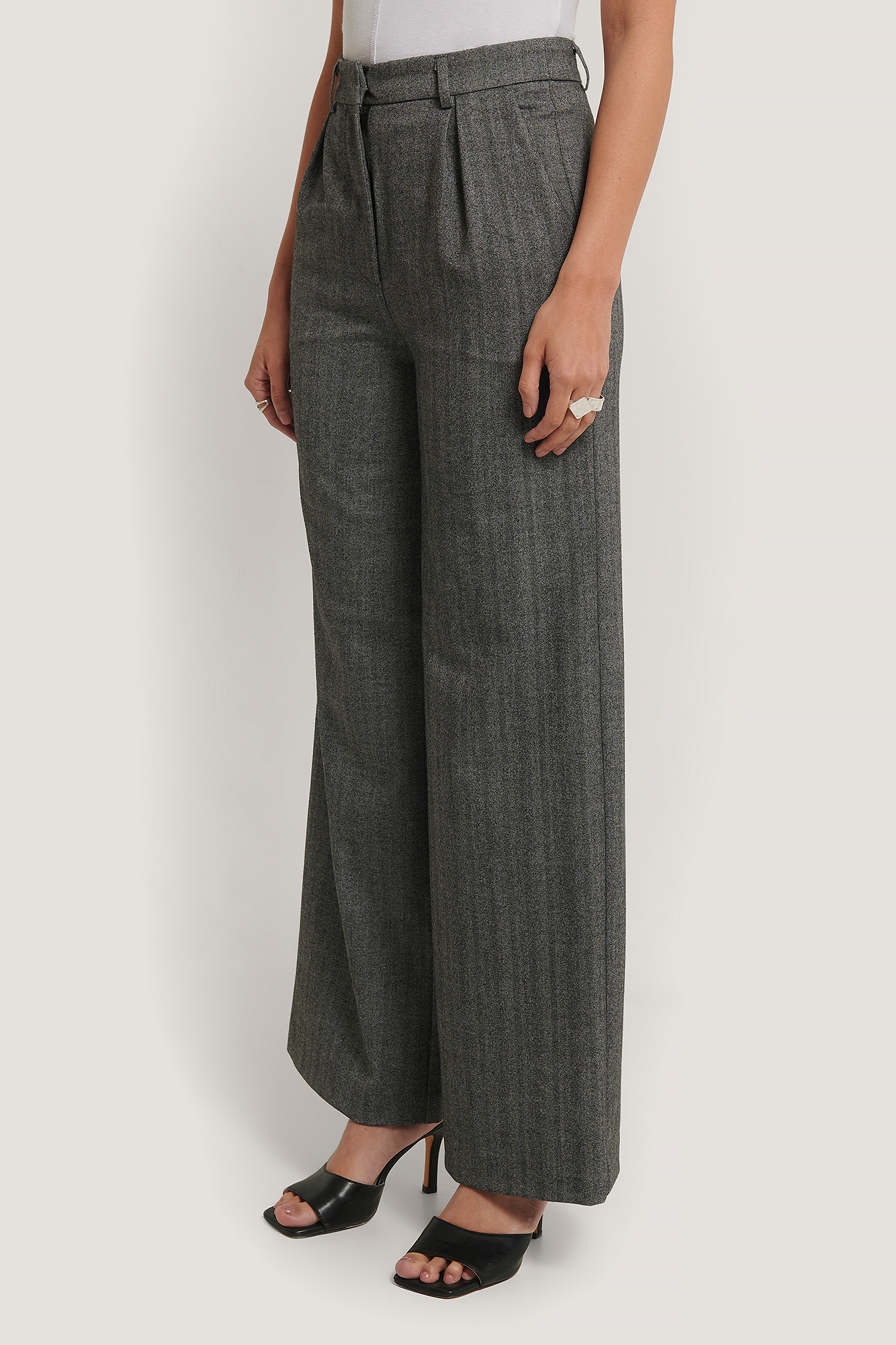 Wide Wool Blend Pants Grey | na-kdlounge.com