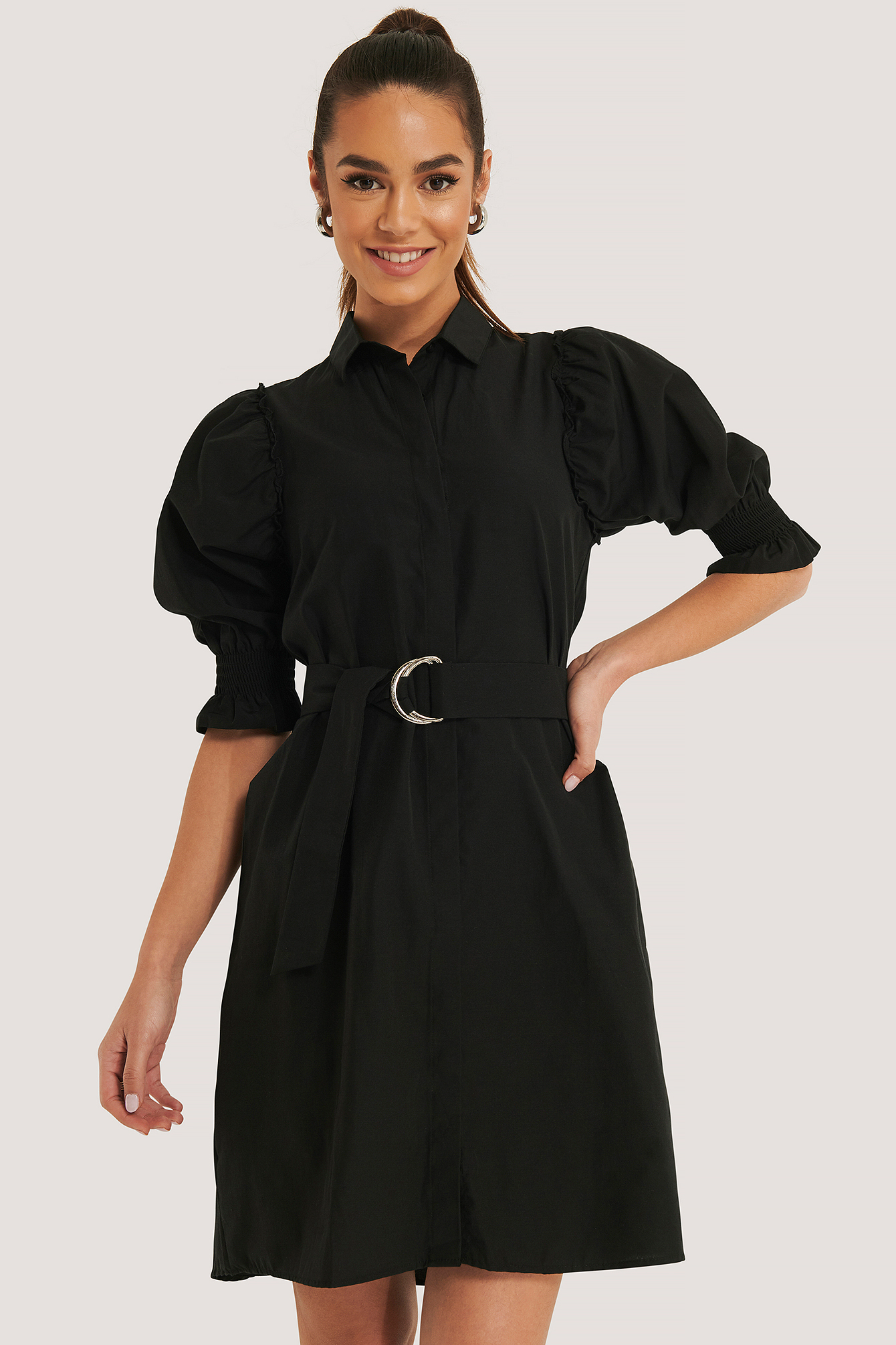 portia belted shirt dress