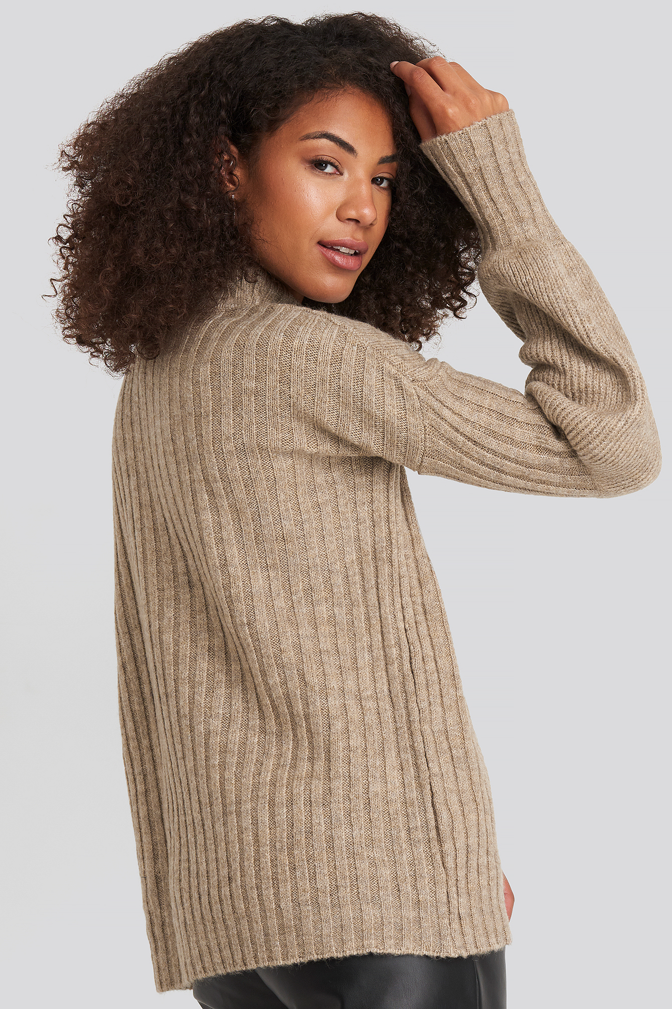 brown puff sleeve sweater