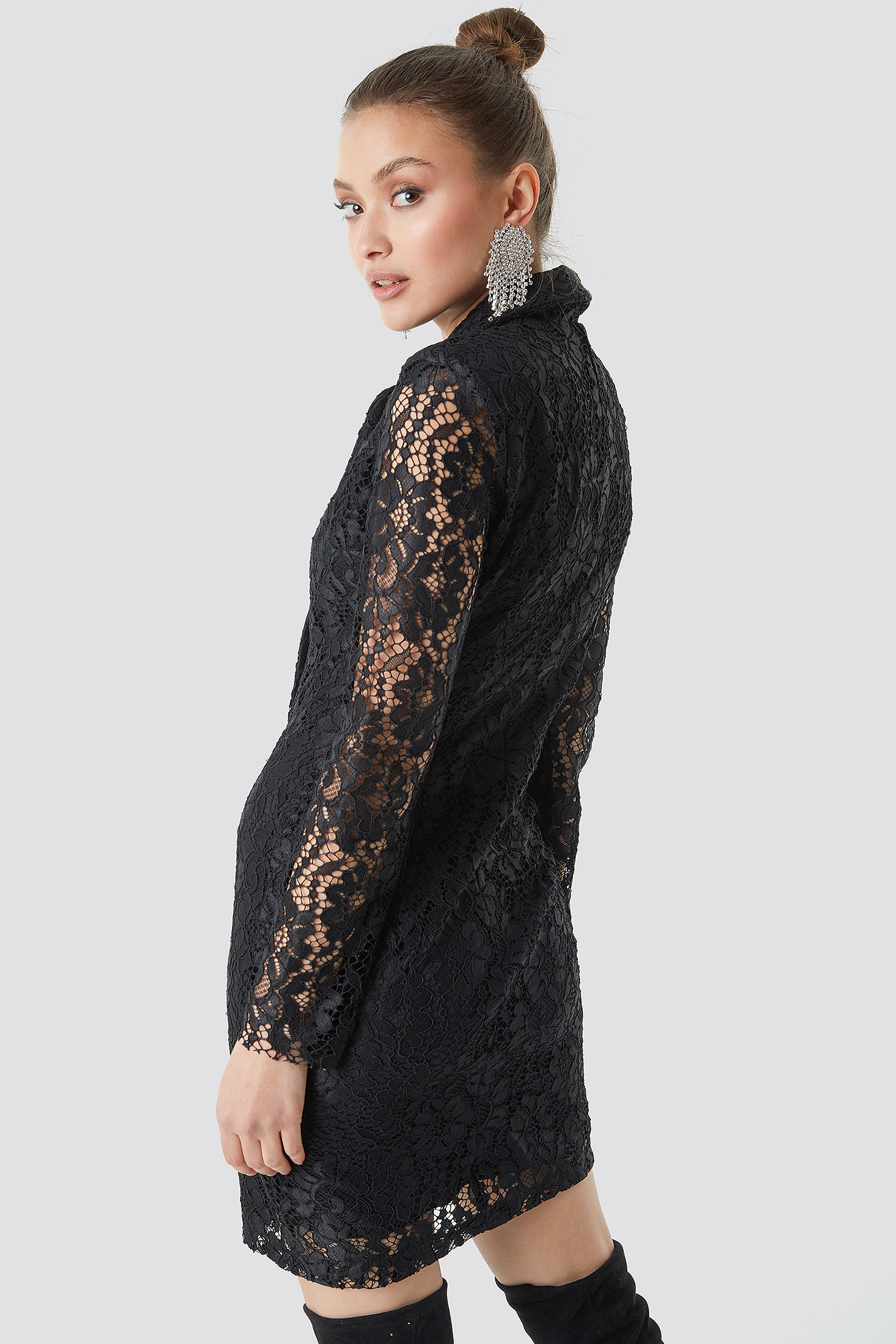 Lace Jacket Dress Black
