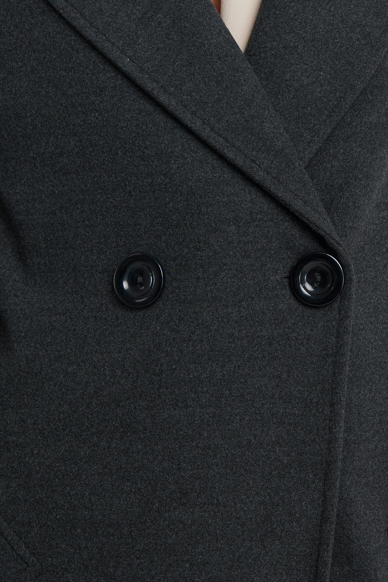 charcoal wool rich double breasted jacket