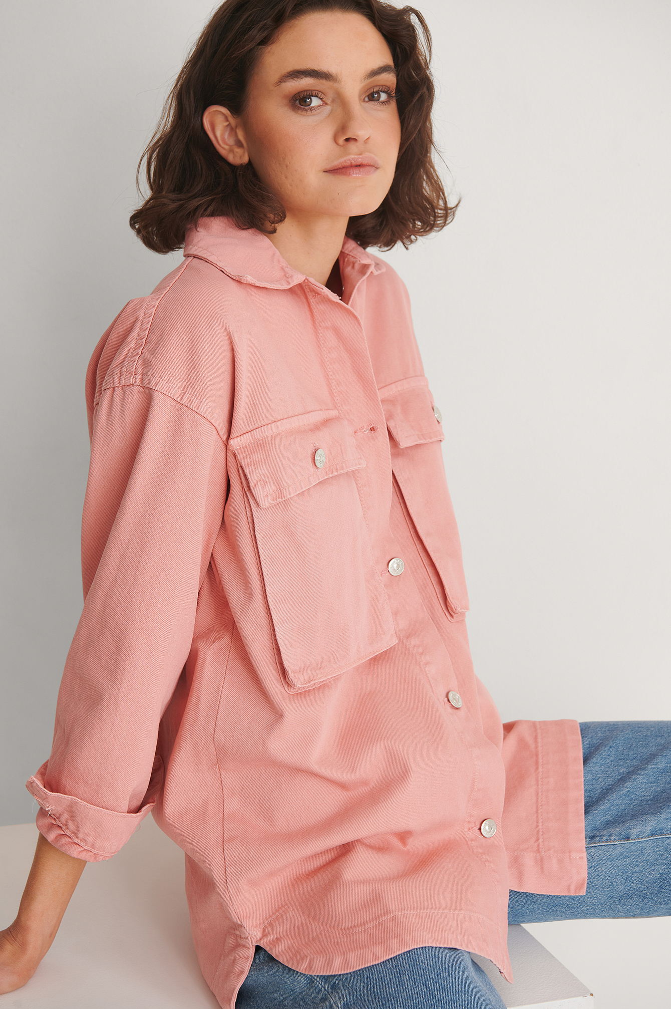 dusty rose denim jacket