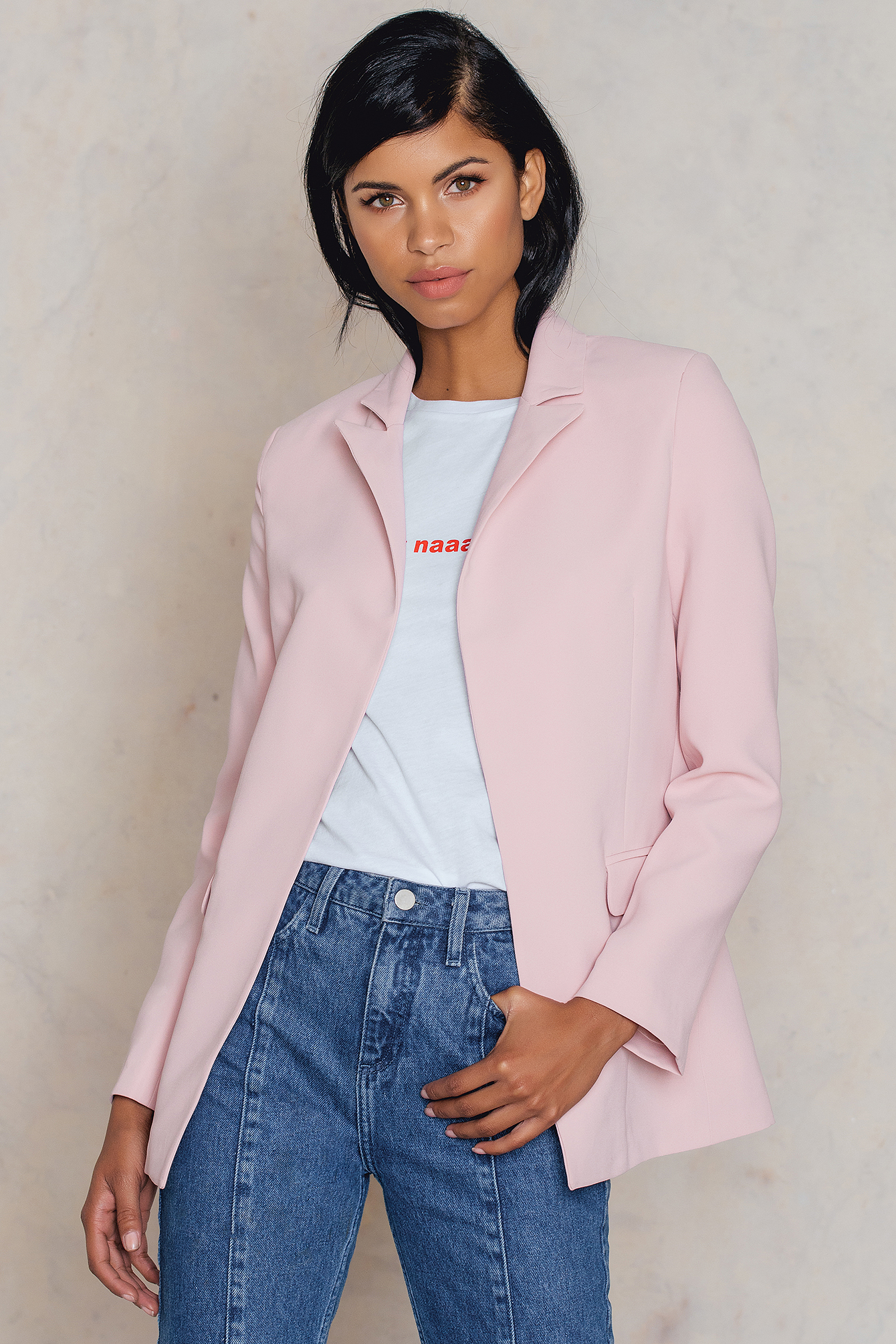 powder pink blazer