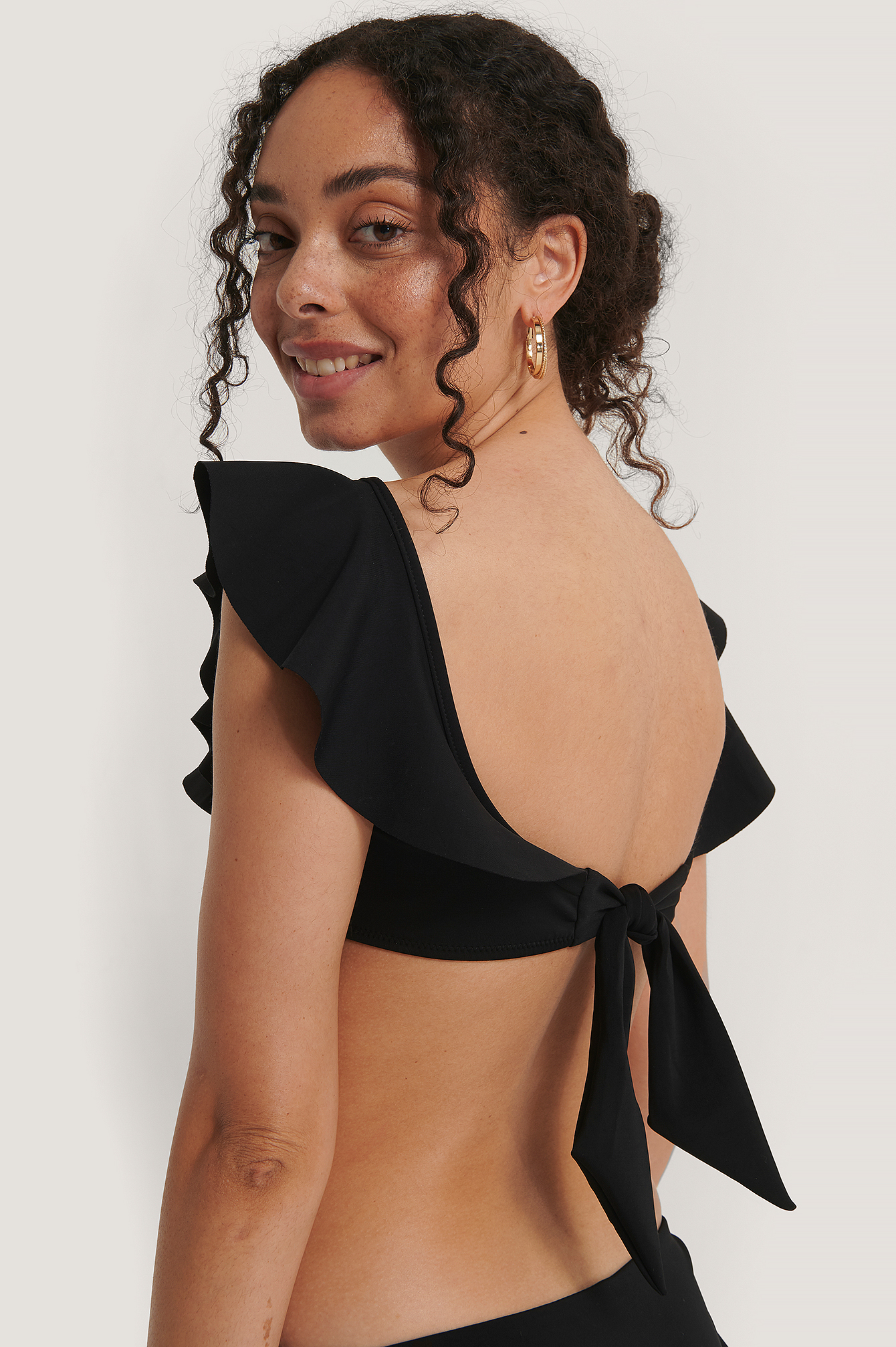 Ruffle Bikini Top Black | na-kdlounge.com