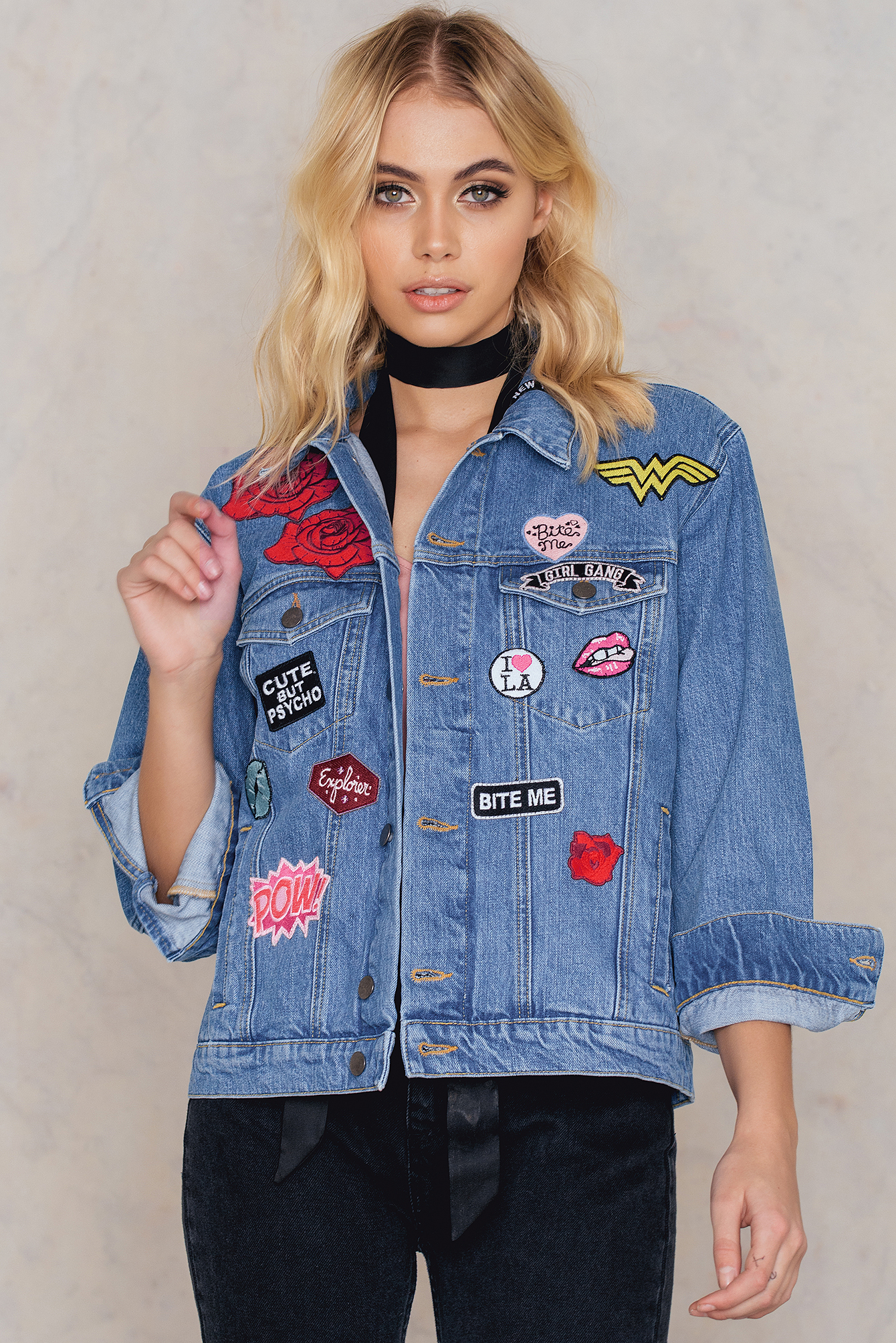 denim jacket with patches