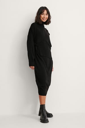 Black Carmen Knit Midi Dress