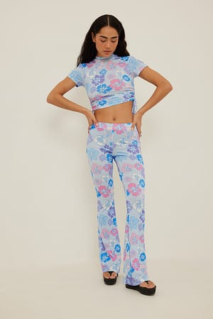 Flower Print Spodnie z nadrukiem