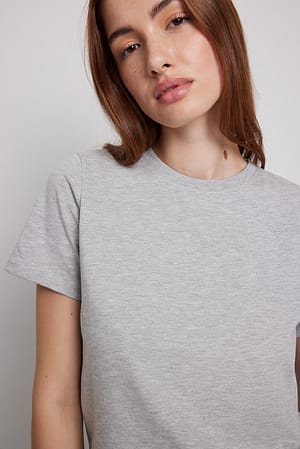 Grey Melange Bawełniana koszulka z okrągłym dekoltem
