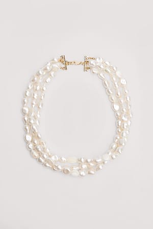 White Trójwarstwowy naszyjnik z perłą