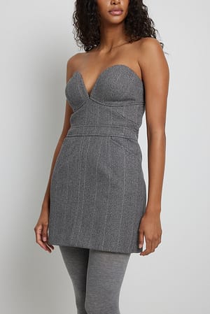 Grey Multi Sukienka tweedowa