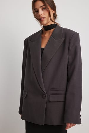 Grey Oversized Padded Blazer Jacket