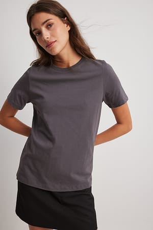 Dark Grey Bawełniana koszulka z okrągłym dekoltem