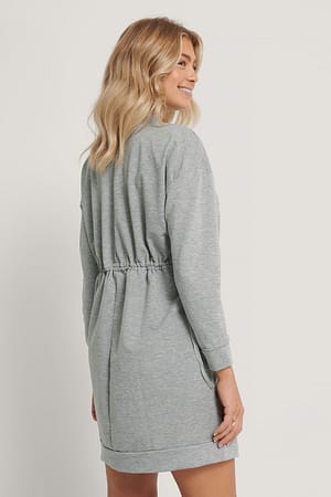 Gray Drawstring Sweater Dress